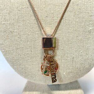 Mama and Family Rose Gold Lock Charm Necklace by Keep Collective